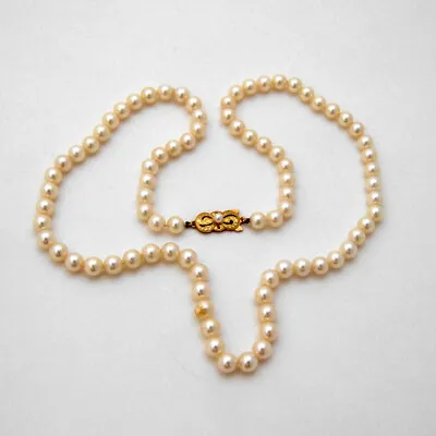 Mikimoto Cultured Pearl Strand Necklace 18K Gold Clasp • $1619.50