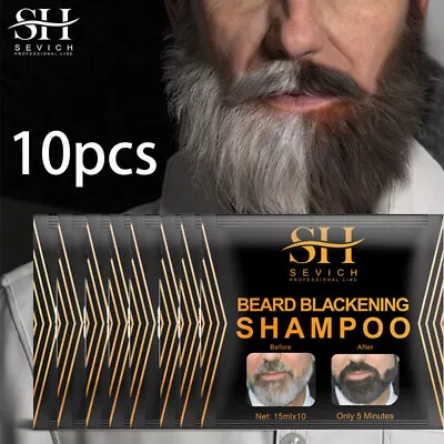 10pcs Men Black Beard Hair Dye Color Shampoo Permanent Darkening Hair Coloring • $11.65