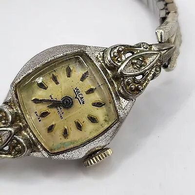 Vintage Vulcain Watch 17 Jewels Swiss Ladies Silver Tone UNTESTED  • $46.50