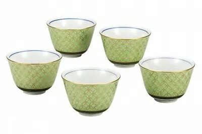 Kutani Yaki Ware Japanese Green Tea Cup Kumidashi Set Gold Shippo Pattern Japan • $329.21