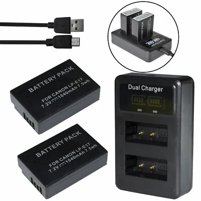 2xLP-E17 Battery +LCD Charger For Canon EOS RP R8 R50 M5 M6 800D 60341-90263-382 • $32.73