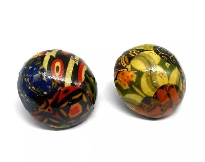 Vtg 1980s MMA Artisan Signed HANDMADE DECOUPAGE EARRINGS Art Deco Statement • $58