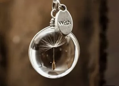 Super Sweet DANDELION FLURRY SEED PENDANT Make A Wish SILVER TONE NECKLACE CHAIN • $5.68