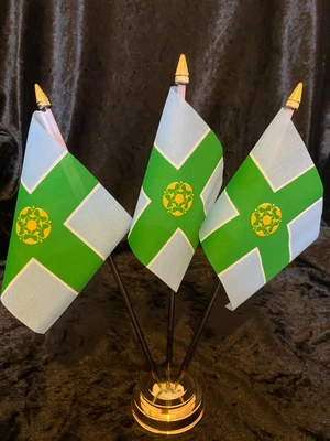 £9.95 • Buy Derbyshire Derby County 3 Flag Flags Desk Table Top Display Centrepiece Office 