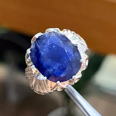 Natural Blue Sapphire Ring 925 Sterling Silver Handmade Men's Ring Men's Jewelry • $66
