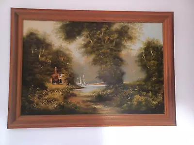 Large Vintage Oil Painting On Canvas Framed Signed Les Parson • £95
