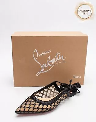 RRP€845 CHRISTIAN LOUBOUTIN Cage And Curry Tie Shoes US5.5 UK2.5 EU35.5 Fishnet • £66