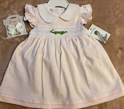 Girls NWT Magnolia Baby Smocked Dress Long Lined Free Banded Bow 9 Months • $43.37