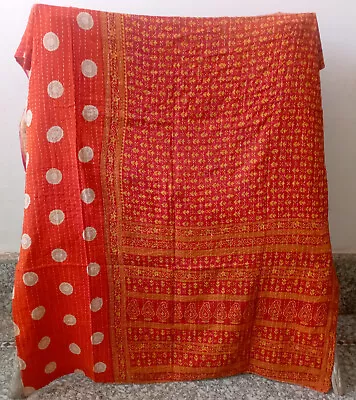 Vintage Patchwork Kantha Bedspread Indian Handmade Quilt Throw Cotton Blanket • £20.96