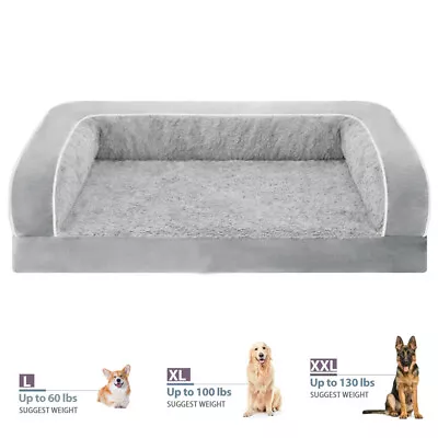 Large Jumbo Dog Bed Orthopedic Foam 3Side Bolster Pet Sofas With Removable Cover • $25.99