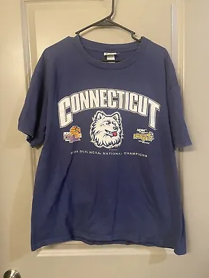 $14.99 • Buy Uconn Huskies Shirt Blue 2004 NCAA Champions Short Sleeve Basketball Men Large