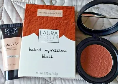 Laura Geller Set:Mocha Latte Blush & Spackle Primer Treatment~New • £10.75