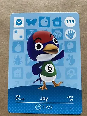 $7.70 • Buy 175 Jay Animal Crossing Amiibo Card #175 Authentic ACNH
