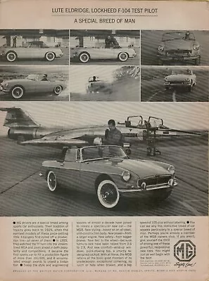 1964 MG MGB Lute Eldridge Lockheed F-104 Test Pilot Photo Vintage Print Ad • $9.99