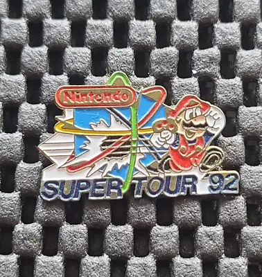 Vintage Nintendo Super Mario Super Tour 92 Pin Badge Rare Promo SNES GBA DS Fran • $30