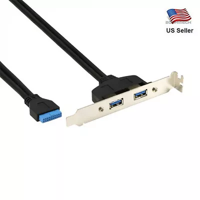 PCI 20 Pin Header To 2 Ports USB 3.0 Female Back Panel Cable Bracket • $8.98