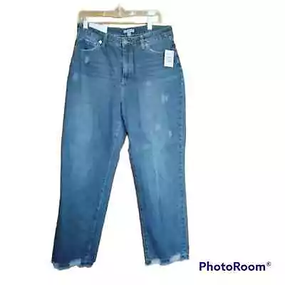 BP High Waist Destroyed Hem Straight Leg 90s Style Denim Jeans Womens Size 30 • $17.95