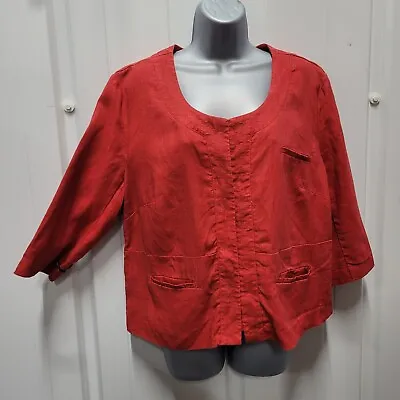 Ladies Merona Red 100% Linen Jacket Size XXL 2XL • $16.17