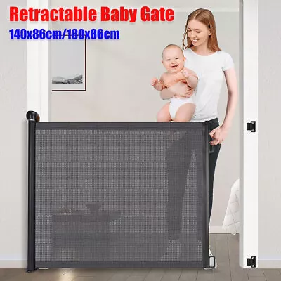 Baby Safety Gate Retractable Door Extra Wide Pet Dog Indoor Outdoor Stair Guard • $50.99