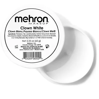 2.25 Oz Clown White Theatrical Circus Face Paint Mime Mehron TV Makeup Stage Pro • $13.95