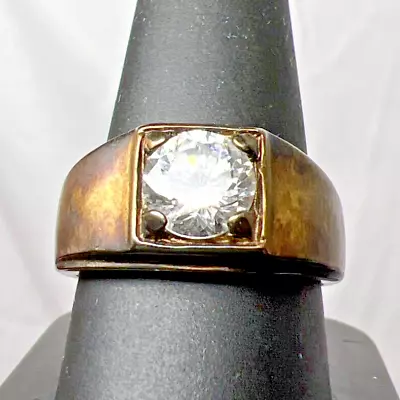 S.P. Lind Sparkle Clear Stone Signet Ring Size 11 US 8.32g • $19.99