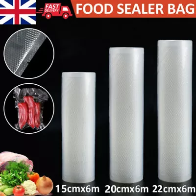 Food Vacuum Sealer Rolls Bags Vaccum Food Storage Saver Seal Bag Embossed15-22cm • £6.19