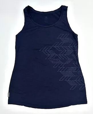 Icebreaker Merino Wool Graphic Print Tank Top Size M Women’s Navy  • £20.51