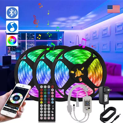 New LED Strip Lights 100ft Music Sync Bluetooth 5050 RGB Room Light With Remote • $18.99