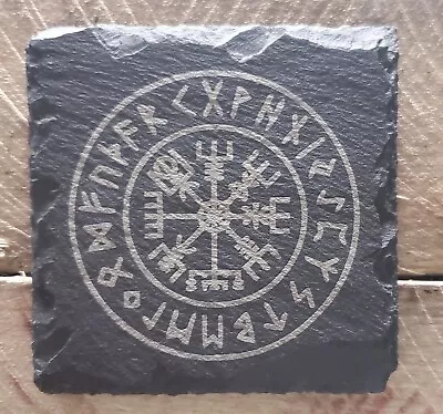 Nordic / Viking Compass -  Laser Etched Slate Coaster • $3.99