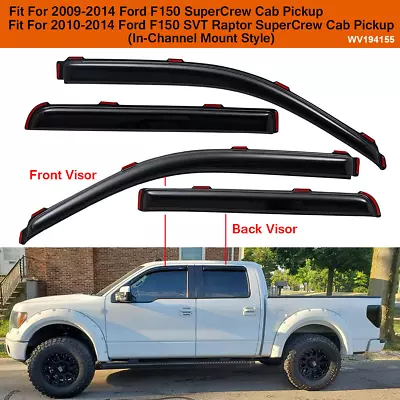 For 2009-14 Ford F-150 SuperCrew In-Channel Window Vent Visor Rain Guards Smoke • $34.99