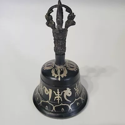 Bell Hand Heavy 6  Teacher Tibetan Buddhist Exotic Meditation Healing Home Decor • $8.99