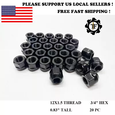 20 OPEN END BLACK BULGE ACORN LUG NUTS | 12x1.5 | 3/4  HEX | LEXUS | TOYOTA • $15.29