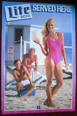 Sexy Girl Beer Poster ~ MILLER LITE Beach Volleyball Sinjin Smith Randy Stoklos • $4.99