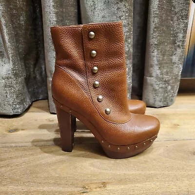 UGG Women's Ankle Boots Chestnut Brown Cosima Studded Leather Size 7.5 • $100