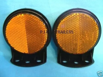 2 X Amber Side 60mm Reflector On Bracket For Erde & Daxara Trailers • $25.13