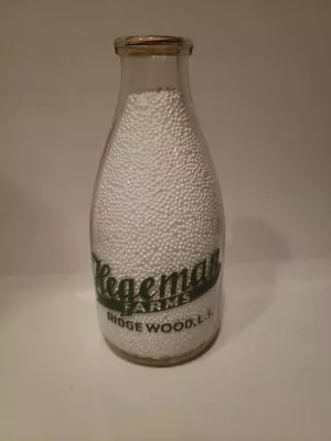 Hegeman Farms - One Qt. Milk Bottle - Ridgewood Long Island NY - Stork W/baby • $30