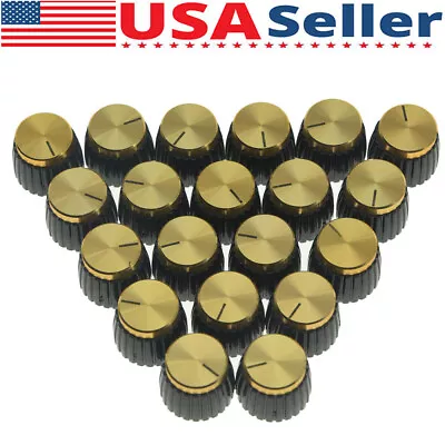 20 Pack-Guitar AMP Amplifier Knobs Black W/ Gold Cap Push On Knobs Fits Marshall • $14.85