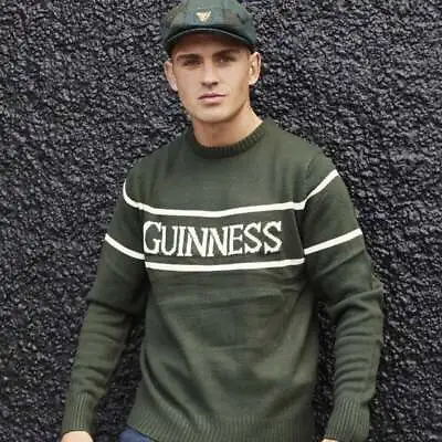 Guinness Men's Sweater Bottle Green Irish Crew Neck Knitted Pullover • $53.90
