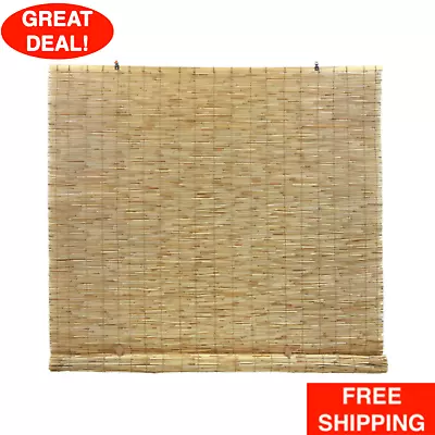 Bamboo Interior Exterior Manual Roll-Up Shade Cordless Light Filtering 60  X 72  • $36.99