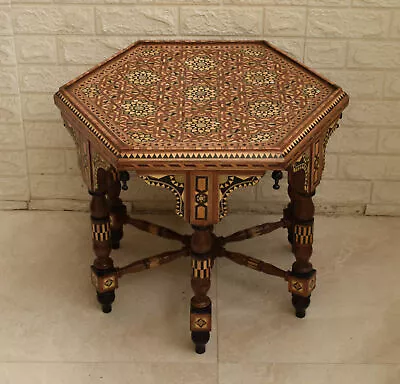 Wood Coffee Table Handcrafted Coffee & End Table Mosaic Wooden Inlaid Table • $658.90