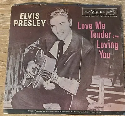 Elvis Love Me Tender / Loving You RCA Picture Sleeve 45 Rpm Yellow Vinyl • $15
