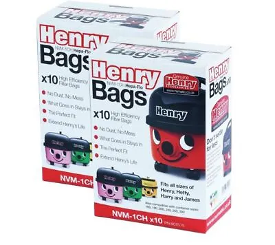 £20.79 • Buy Genuine 20 X Pack Numatic Hepa-Flo Hoover Vacuum Bags Henry Hetty James NVM-1CH
