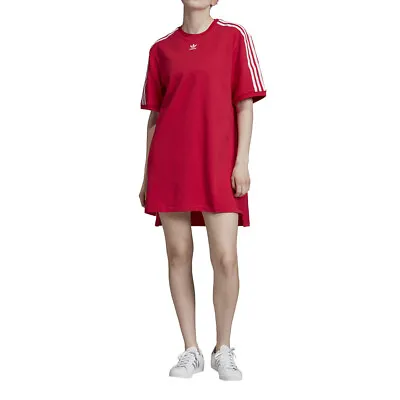 $45 • Buy Adidas Originals Women's Three Stripe Trefoil Tee Dress - Red