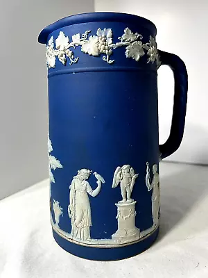 1891 ~WEDGWOOD JASPERWARE DARK BLUE TROJAN - NEOCLASSICAL-JUG/PITCHER 40oz 7.50  • $15.50