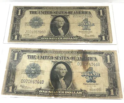 (2) 1923 $1 One Dollar Silver Certificates Horse Blanket Large Size Banknotes • $149.99