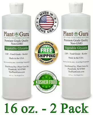 Vegetable Glycerin 32oz (x2 -16 Oz) USP 99.9 % Pure Food Grade NonGMO VG PG Bulk • $17.95