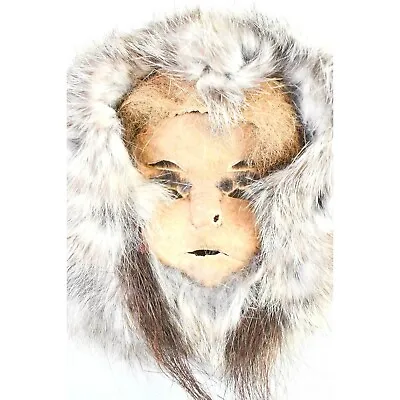 Vintage Alaskan Eskimo Inuit Caribou Skin Mask Nunamiut Anaktuvuk Baby Signed • £38