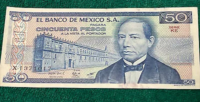  Vintage Mexican Mexico 50 Cincuenta  Paper Money Banknote • $1.99