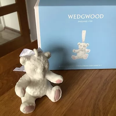Wedgwood Jasperware Christmas Tree Pink Teddy Bear Babys First Christmas In Box • £12.99