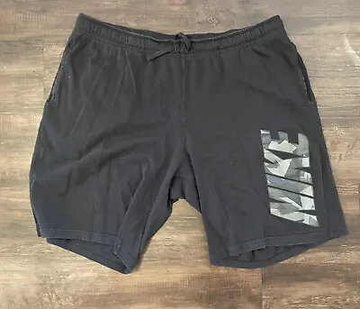 Nike Sweat Shorts Mens XXL Black Spell Out Nike Athletic Lounge Comfort Vintage • $18